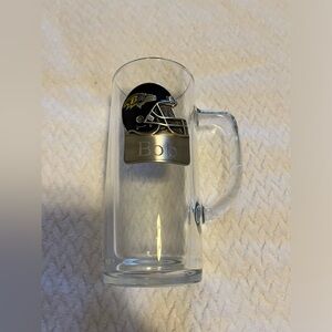 Baltimore Ravens Glass Tall Mug (Heavy) with Emblem  - NAME: BOB
